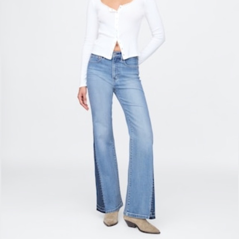 Gap Jeans High Rise Patched '70s Flare Women’s Size 32/14R
